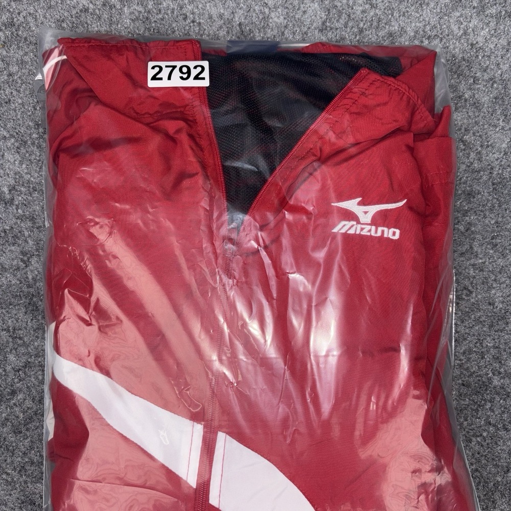 Mizuno Windbreaker Jacket Mens XL Full Zip Athletic Track Running Red White Gym - Picture 13 of 13